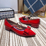 2019 spring and summer new pointed butterfly rivet word with wild black flat women's shoes
