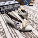 19 spring new fashion high heel women's shoes bowknot  rivet thick with single shoes