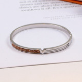 Europe and the United States simple titanium bracelets women18K rose gold silver white gold three optional V-shaped models set rhinestones