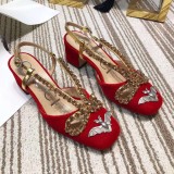 women's shoes new diamond suede mid-heel sandals spring and summer baotou thick with high heels