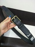 3.4Cm imported fabric copper buckle double-sided head into a cowhide black and white plaid casual men's belt