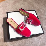 2019 spring new rhinestones half tow luxury velvet flat slippers casual shopping comfortable women's shoes