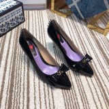 2019 spring and autumn single shoes shallow mouth set flat flat pointed shoes bowknot high heel women's shoes
