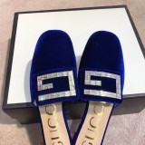 2019 spring new rhinestones half tow luxury velvet flat slippers casual shopping comfortable women's shoes