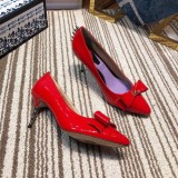 2019 spring and autumn single shoes shallow mouth set flat flat pointed shoes bowknot high heel women's shoes