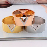 J26 titanium steel rose gold simple wild V-ring ring for men and women wide ring