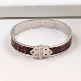 Europe and the United States new old flower skin 18K rose gold bracelet women titanium steel bracelet accessories fashion personality pattern leather