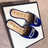 2019 spring new rhinestones half tow luxury velvet flat slippers casual shopping comfortable women's shoes