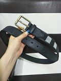 3.4Cm imported fabric copper buckle double-sided head into a cowhide black and white plaid casual men's belt