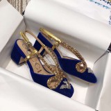 women's shoes new diamond suede mid-heel sandals spring and summer baotou thick with high heels