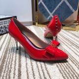 2019 spring and autumn single shoes shallow mouth set flat flat pointed shoes bowknot high heel women's shoes