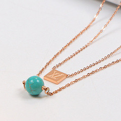 Silver plated inlaid turquoise exquisite fashion women models clavicle chain set chain
