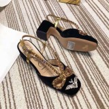women's shoes new diamond suede mid-heel sandals spring and summer baotou thick with high heels