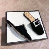 2019 spring new rhinestones half tow luxury velvet flat slippers casual shopping comfortable women's shoes