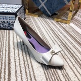 2019 spring and autumn single shoes shallow mouth set flat flat pointed shoes bowknot high heel women's shoes