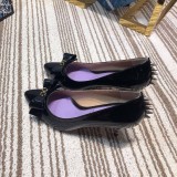 2019 spring and autumn single shoes shallow mouth set flat flat pointed shoes bowknot high heel women's shoes