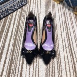 2019 spring and autumn single shoes shallow mouth set flat flat pointed shoes bowknot high heel women's shoes