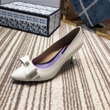 2019 spring and autumn single shoes shallow mouth set flat flat pointed shoes bowknot high heel women's shoes