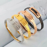 New popular exquisite workmanship plaid letters simple and generous wild titanium steel rose gold 4 color women ring