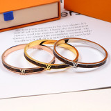 Wild temperament letter titanium steel 18K rose gold silver white two-color matte bracelet European and American women