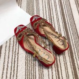women's shoes new diamond suede mid-heel sandals spring and summer baotou thick with high heels
