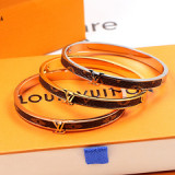 Wild temperament letter titanium steel 18K rose gold silver white two-color matte bracelet European and American women