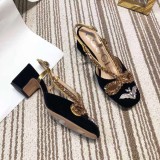 women's shoes new diamond suede mid-heel sandals spring and summer baotou thick with high heels