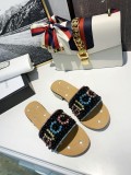 Rhinestone Beaded Letter Low Heel Flats Women Fashion Casual joker  Pearl Diamond Slippers