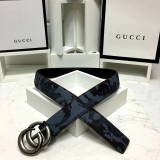 new 3.8cm men's Gucci double G hang buckle front camouflage marine team hit color imported first layer cowhide bottom layer flat grain cowhide
