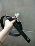 size: 3.4Cm spot real shot exquisite pearl butterfly buckle fashion wild female belt