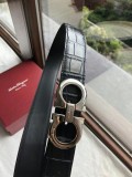 men's belt 3.5cm imported leather fine imitation crocodile leather classic double ring metal buckle three color optional