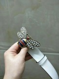 GUCCI3.4Cm delicate pearl butterfly buckle with double-sided head into sheepskin fashion wild belt