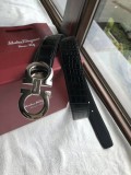 men's belt 3.5cm imported leather fine imitation crocodile leather classic double ring metal buckle three color optional