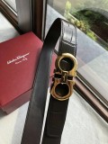 men's belt 3.5cm imported leather fine imitation crocodile leather classic double ring metal buckle three color optional