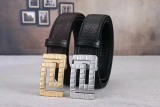 stainless steel automatic buckle vacuum plating flower skin layer suede leather classic wild 3.4cm length can be adjusted male belt