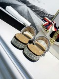Rhinestone Beaded Letter Low Heel Flats Women Fashion Casual joker  Pearl Diamond Slippers