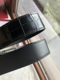 men's belt 3.5cm imported leather fine imitation crocodile leather classic double ring metal buckle three color optional