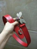GUCCI3.4Cm delicate pearl butterfly buckle with double-sided head into sheepskin fashion wild belt
