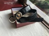 men's belt 3.5cm imported leather fine imitation crocodile leather classic double ring metal buckle three color optional