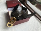 men's belt 3.5cm imported leather fine imitation crocodile leather classic double ring metal buckle three color optional