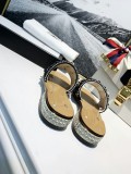 Rhinestone Beaded Letter Low Heel Flats Women Fashion Casual joker  Pearl Diamond Slippers