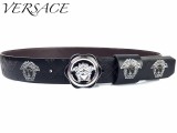 18k gold diamond round beauty head semi-trailer steel buckle with suture imported leather 3.8CM wide belt