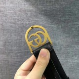 GUCCI inch 5 double G edge copper buckle imported Nappa leather double-sided black casual wild belt