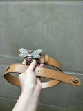GUCCI3.4Cm delicate pearl butterfly buckle with double-sided head into sheepskin fashion wild belt
