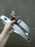 GUCCI3.4Cm delicate pearl butterfly buckle with double-sided head into sheepskin fashion wild belt