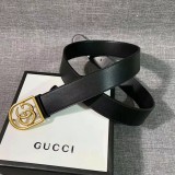 GUCCI inch 5 double G edge copper buckle imported Nappa leather double-sided black casual wild belt