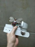 GUCCI3.4Cm delicate pearl butterfly buckle with double-sided head into sheepskin fashion wild belt
