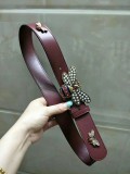 GUCCI3.4Cm delicate pearl butterfly buckle with double-sided head into sheepskin fashion wild belt