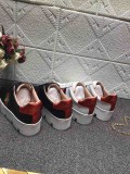 cow  leather gold silk embroidered white shoes men and women flat bottom tie lovers shoes