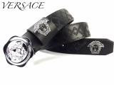 18k gold diamond round beauty head semi-trailer steel buckle with suture imported leather 3.8CM wide belt